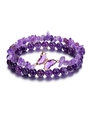 Set de pulseras de amatista con cuentas pulidas, piedras naturales y mariposa oro - Estilo Amatista / Amatista