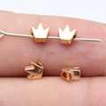 Zinc alloy crown beads in golden plating for DIY jewelry making with threaded holes - KC Gold