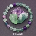Natural fluorite beaded stretch bracelet with purple and green gradient crystal stones - Colorful Fluorite