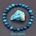 Handmade 8mm blue apatite beaded stretch bracelet with natural raw gemstone specimen - Faux Apatite