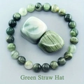 Natural green charoite crystal beaded bracelet with 8mm round stones and silk luster finish - Green Straw Hat Stone