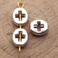 Hohle Kreuz-Oval-Metallperlen in Silberoptik für DIY-Schmuckherstellung und Basteln - Weißgold