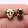 Cuenta de cabeza de leopardo en bronce antiguo con detalles y medida 14x14x8.3mm - Bronce Antiguo
