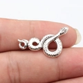 Antique silver snake pendant with scale texture and S-shaped design for DIY jewelry - Antique Silver