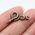 Antique brass snake pendant featuring detailed scales and three-hole DIY design - Antique Bronze