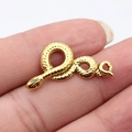 Detailed golden snake charm pendant in 31x16mm size with realistic scale texture for DIY jewelry - Antique Gold