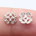 Silver vintage flower bead caps for DIY jewelry making with hollow petal design - White K Color