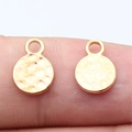 Golden 11x8mm hammered round charm pendant made of zinc alloy for DIY jewelry - KC Gold