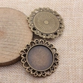 Vintage Bronze Runde Cabochon-Fassung 25mm mit Spitze für DIY Schmuckherstellung - Antikbronze