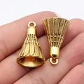 3D badminton shuttlecock charm in antique gold finish for DIY jewelry making - Antique Gold