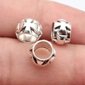 Three gothic style cross relief silver metal alloy beads for DIY jewelry making - Antique Silver