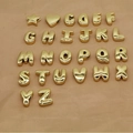 Golden 3D letters A-Z beads and heart charms for DIY dopamine alphabet bracelets - Letter A (FC147) / Gold