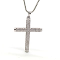Detail von Silber Kreuzanhänger mit Zirkonia-Mikropavé-Besatz und Box-Kette für Hip-Hop-Stil - Silber Hip Hop Iced Out Zylinder Kreuz Stil