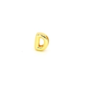 Macro view of gold-plated letter D jewelry bead with high-polished finish and hole - Letter D Component