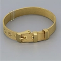 Detailed view of gold mesh belt bracelet showing the buckle design and woven texture - Gold Buckle Mesh Bracelet / Gold Metal Mesh (02#)