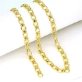Λεπτομέρεια επιχρυσωμένης αλυσίδας 18K O-link με ανάγλυφους συνδέσμους σε λευκό φόντο - Στυλ Διακόσμησης με Τελείες Σχήματος Ι (A14)