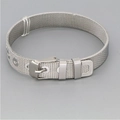 Detail of silver mesh bracelet showing adjustable buckle and stainless steel Milanese weave - Milanese Mesh Bracelet / Silver Metal Mesh (01#)