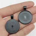 DIY black round zinc alloy pendant trays with inner texture and top hanging loops - Swimming Black