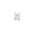 Macro detail of H letter bead featuring cubic zirconia pavé inlay in silver finish - DIY Letter Charm-H / Silver Rhinestone Letter H