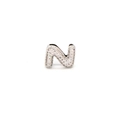 Close-up of bubble letter N pendant with micro-pave zircons in polished silver finish - DIY Letter Charm-N / Silver Rhinestone Letter N