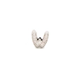 Macro shot of silver letter W charm with micro-pave cubic zirconia on white background - DIY Letter Charm-W / Silver Rhinestone Letter W