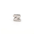 Detailed macro view of silver letter Z charm with cubic zirconia for DIY bracelets - DIY Letter Charm-Z / Silver Rhinestone Letter Z