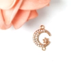 Micro-set zircon crescent moon and star pendant connector in rose gold for jewelry - Rose Gold