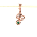Macro view of 925 silver flower pendant clasp with green gemstone and rose gold finish - Rose Gold