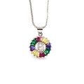 Rainbow letter B necklace with multi-color zircon stones and silver box chain jewelry - Letter C