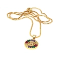 Colorful rhinestone letter B pendant necklace with gold plated box chain for women - Gold Style