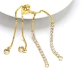 DIY 18K gold plated adjustable bolo clasp box chain with cubic zirconia for jewelry making - Gold