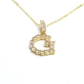 Elegant gold-plated G letter pendant necklace with sparkling micro-pave crystal diamonds - Letter G / Gold