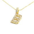 Detailed close-up of gold necklace with crystal-pave letter B pendant on white background - Letter B / Gold