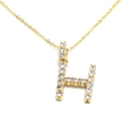 Detail view of gold letter H pendant necklace with sparkling micro-pave zircons - Letter H / Gold