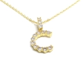 Fashionable gold-plated letter C pendant necklace with sparkling micro-paved zircons - Letter C / Gold