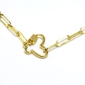 Detail of gold paperclip chain necklace with a unique heart-shaped spiral carabiner clasp - Irregular Spiral Carabiner Style