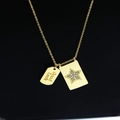 Collar chapado en oro con colgante de estrella, circón y medalla de Good Luck - Colgante de Estrella / Estilo De Estrella Dorada