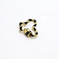 Macro shot of heart-shaped gold screw clasp with black enamel stripes for DIY jewelry making - Black Spiral Heart