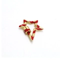 Detailed view of star-shaped red enamel screw clasp for DIY jewelry making - Red Pentagram