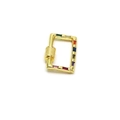 Detailed close-up of rainbow zircon screw clasp connector with gold plating for jewelry - Rectangular Shape