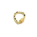 Macro view of gold-plated heart screw clasp with colorful baguette-cut rainbow zircons - Classic Carabiner Shape