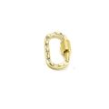 Detail showing gold-plated carabiner clasp with baguette CZ inlay and screw lock mechanism - Oval Shape