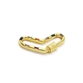 Detailed view of heart-shaped gold clasp with multi-color zircons and screw lock mechanism - V-Shaped Design