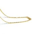 Close-up of golden flat box chain necklace featuring a durable lobster claw clasp - Style 8 (Gold Color)