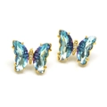 Macro shot of gradient crystal butterfly earrings with gold prong setting on white background - Blue AB (19)