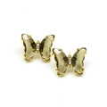 Macro detail of butterfly stud earrings with gold plating and dark brown crystals - Gray (12)