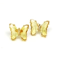 Detail of butterfly earrings featuring yellow crystal stones and gold-plated metal base - Yellow (3)