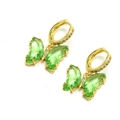 Détail de boucles d'oreilles papillon en cristal vert clair avec placage à l'or et zircons - Boucles d'oreilles / Vert Pomme