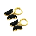 Détail de boucles d'oreilles papillon dorées avec pierres noires et petits diamants - Boucles d'oreilles / Noir