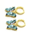 Détails des boucles d'oreilles papillon avec cristaux bleu sarcelle et pierres brillantes - Boucles d'oreilles / Bleu Lac AB